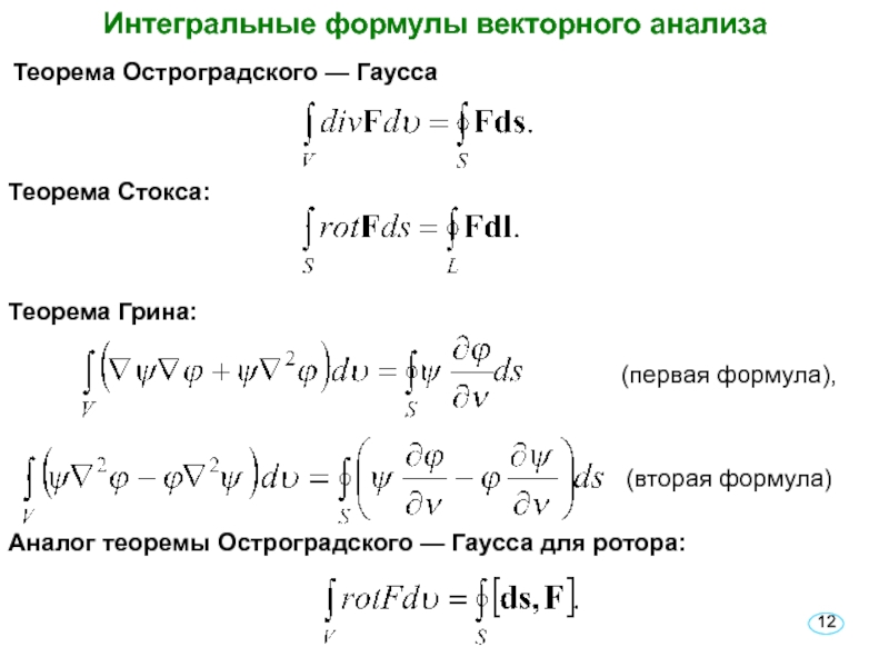 Теорема грина. Теорема Стокса и Остроградского-Гаусса. Элементы теории поля. Формула Гаусса-Остроградского. Формула Стокса.. Формула Остроградского Гаусса и формула Стокса. Формула Гаусса ОСТ.