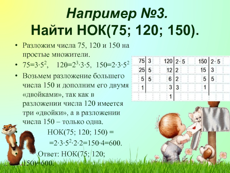 Наименьшее натуральное число кратное 3. НОК 75 120 И 150. Разложить на простые множители число 150. НОК чисел 120 и 150. Разложить на множители цифру 120.