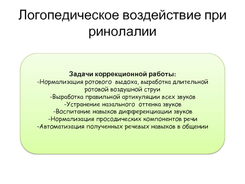 Обследования ринолалией. Логопедическая работа при ринолалии. Методика работы при ринолалии. Направления логопедической работы при ринолалии. Коррекционная работа при ринолалии.