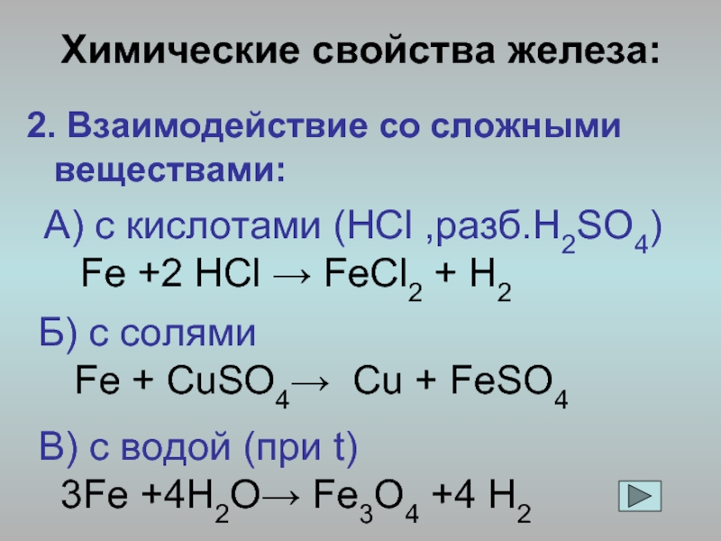 Взаимодействие железа с кислотами