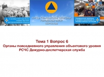 Тема 1 Вопрос 6
Органы повседневного управления объектового уровня РСЧС