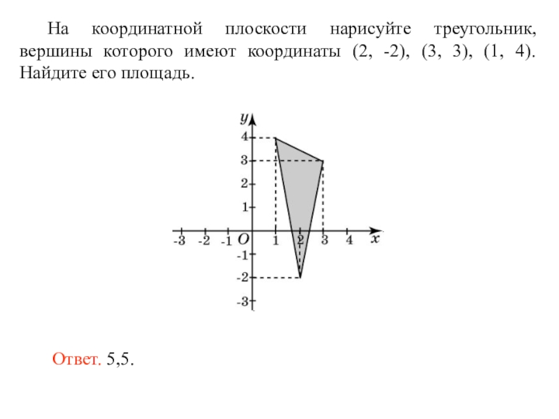 Как найти площадь треугольника на координатной плоскости. Начало координат имеет координаты 0 0