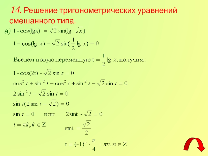 Решение тригонометрических уравнений проект