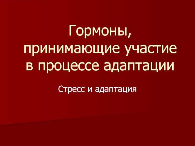 Презентация  Стресс и адаптация