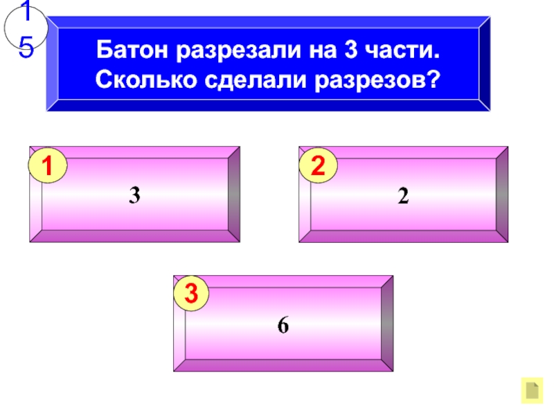 Сколько разрезов. Батон разрезали на 3 части. Батон разрезали на 3 части сколько сделали. Батон разрезали на 6 частей сколько сделали разрезов. Батон разрезали на три части сколько сделали разрезов.