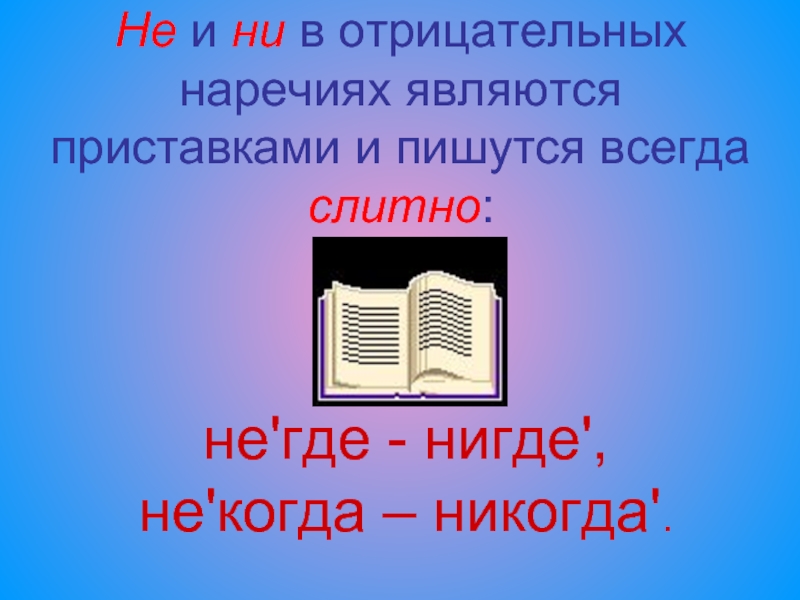 Нигде ни. Правописание отрицательных наречий. Правописание отрицательных наречий 7 класс. Никогда и некогда правописание. Не и ни в отрицательных наречиях.