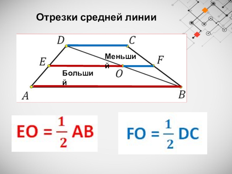 Отрезки средней линииБольшийМеньший