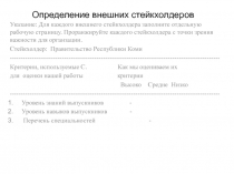 Определение внешних стейкхолдеров
