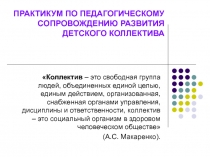 ПРАКТИКУМ ПО ПЕДАГОГИЧЕСКОМУ СОПРОВОЖДЕНИЮ РАЗВИТИЯ ДЕТСКОГО КОЛЛЕКТИВА