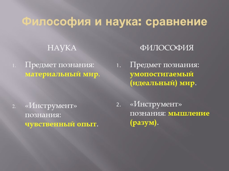 Познание в сравнении 4 2. Сходства философии и науки. Инструменты познания. Сравнение философии и науки. Инструменты философии.