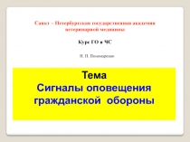 Тема
Сигналы оповещения гражданской обороны
Санкт – Петербургская