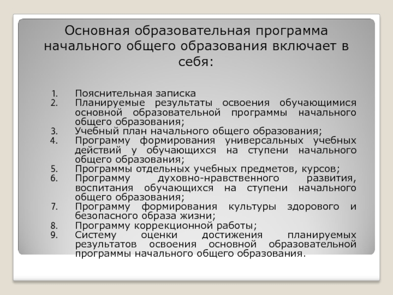 Программа начального общего образования может включать