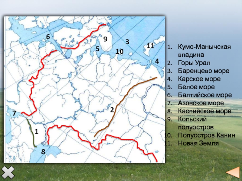 Карта восточно европейской равнины 8 класс контурная карта