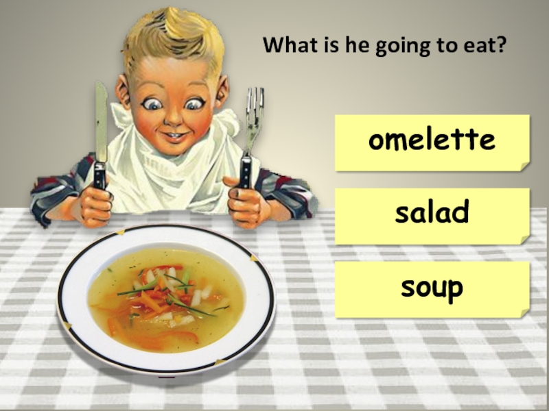 He going. You eat Soup ответ. He is going to eat. He's going to eat.