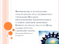 Формирование и распределение средств оплаты труда медицинского