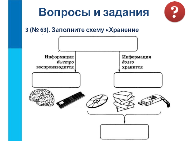 Заполните схему обработка информации