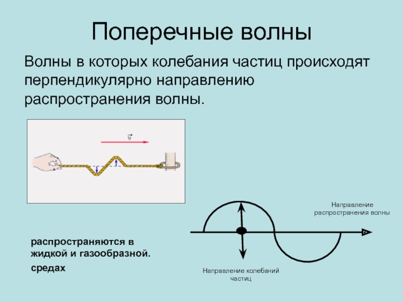 На рисунке стрелкой указано направление скорости частицы а в бегущей поперечной волне