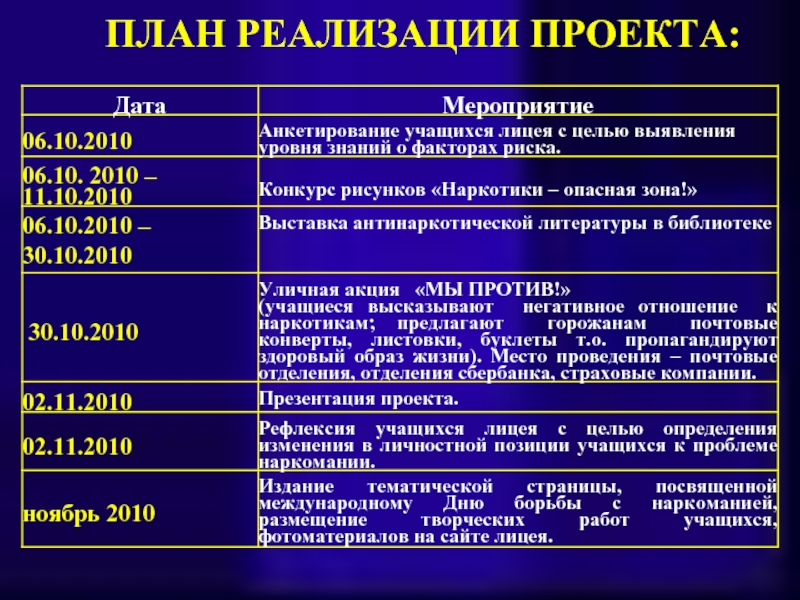 План реализации проекта