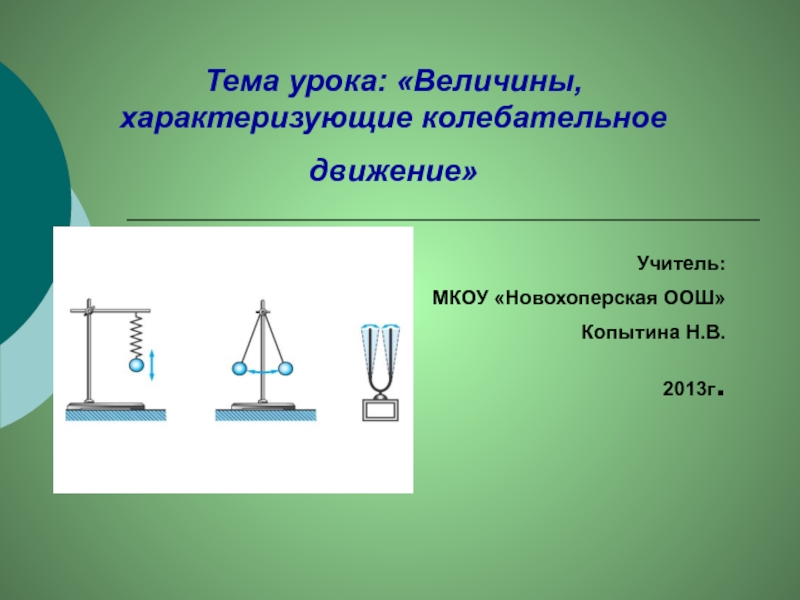 Величины характеризующие колебательное движение