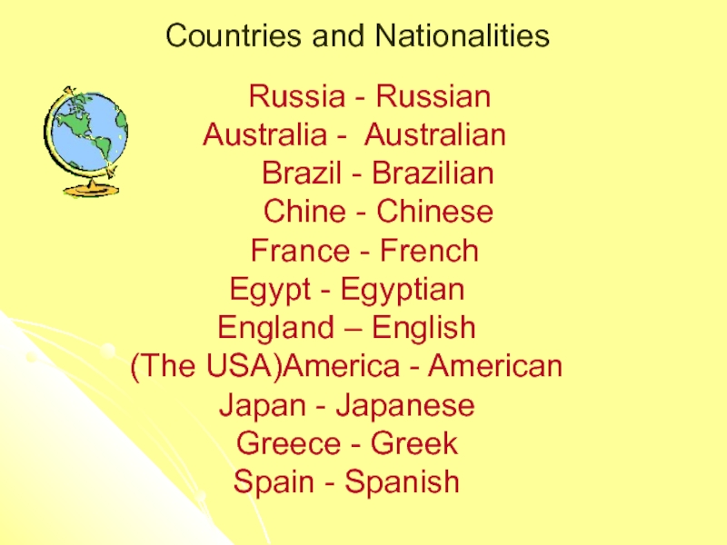 Countries and nationalities презентация