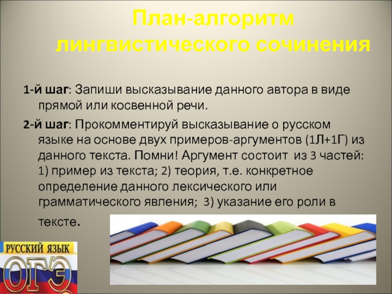 Записать шаг. Лингвистическое высказывание это. Схема лингвистического сочинения. Лингвистический алгоритм. Высказывания о русском языке в косвенной речи.