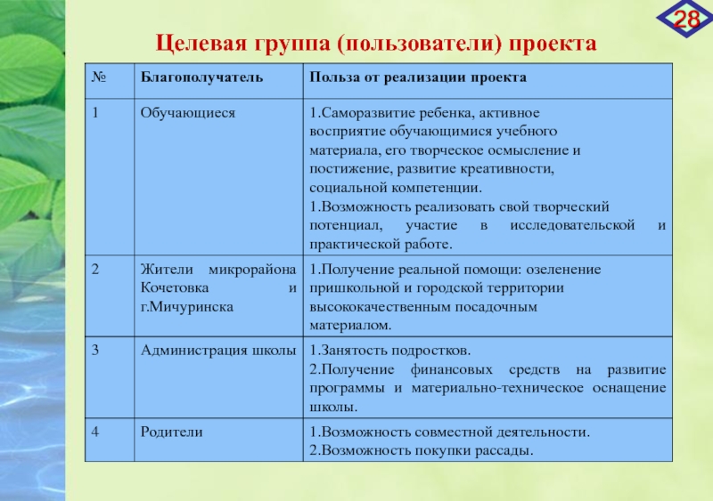 Что такое целевая группа в проекте