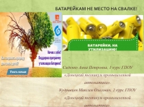 БАТАРЕЙКАМ НЕ МЕСТО НА СВАЛКЕ!
Сиденко Анна Петровна, 1 курс ГПОУ Донецкий