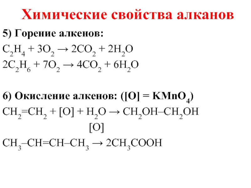 Формула горения алкенов