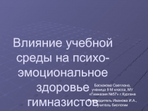 Влияние учебной среды на психо-эмоциональное здоровье гимназистов