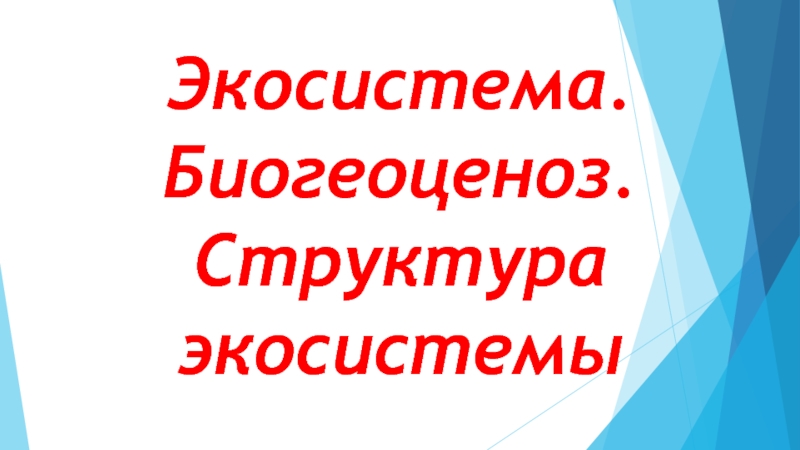 Экосистема. Биогеоценоз. Структура экосистемы