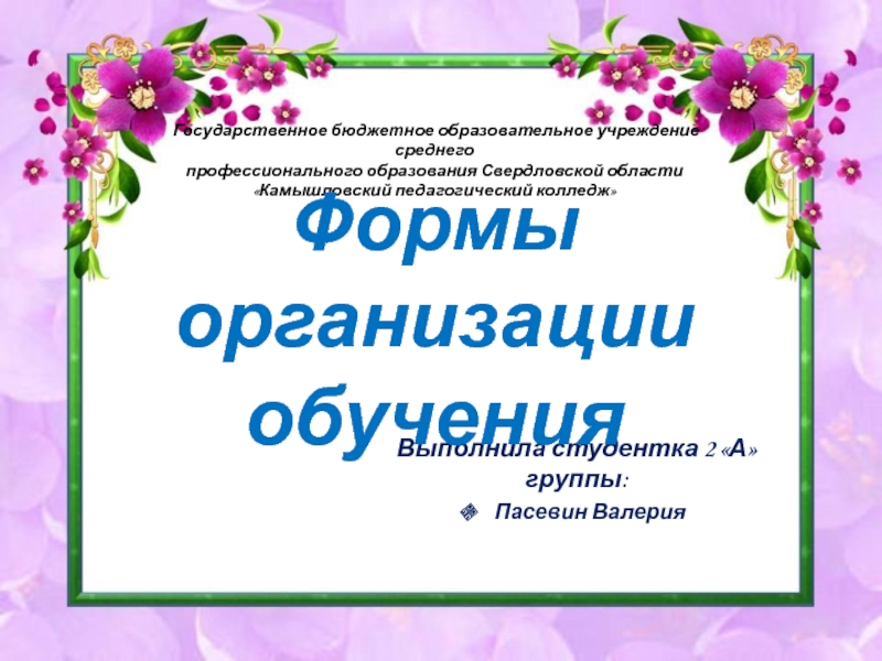 Презентация Презентация. Формы организации обучения