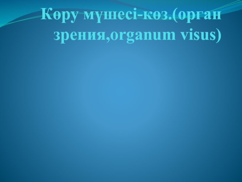 К өру мүшесі-көз. (орган зрения,organum visus )