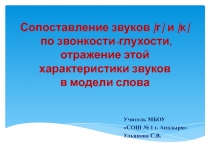 Сопоставление звуков [г] и [к] по звонкости-глухости, отражение этой характеристики звуков в модели слова