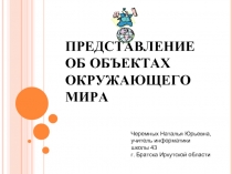 ПРЕДСТАВЛЕНИЕ ОБ ОБЪЕКТАХ ОКРУЖАЮЩЕГО МИРА