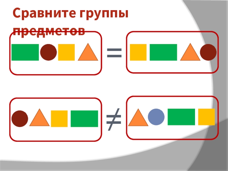 Сравнение групп предметов 1 класс презентация