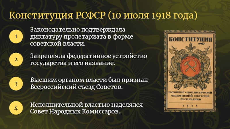 Конституция рсфср 1918 презентация