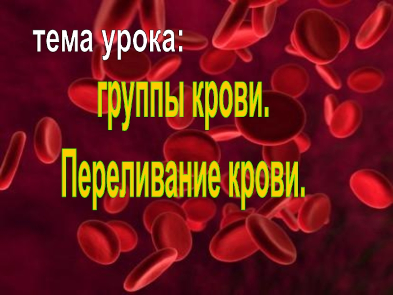 группы крови. Переливание крови.