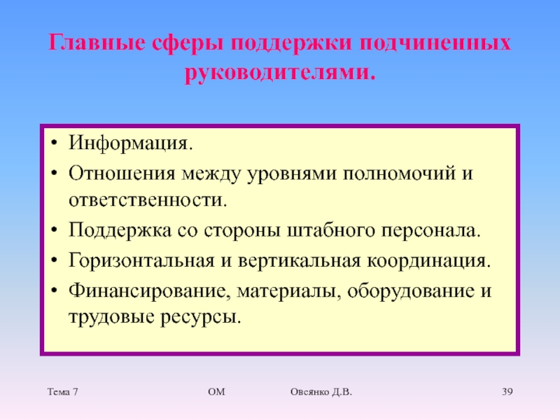 Сфера поддержка. Информация в отношение. Взаимоотношения между руководителем и подчиненными вертикальные. Инструменты вертикальной координации. Обязанности поддержки первого уровня.