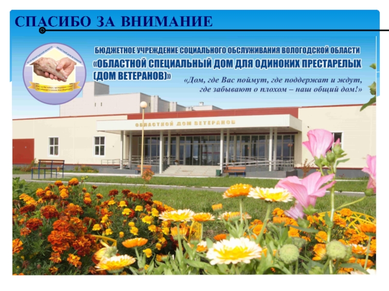 ВОПРОСЫ ВНЕДРЕНИЯ ТЕХНОЛОГИИ ПРОФИЛАКТОРИЙ НА ДОМУ В КОМПЛЕКСНЫХ ЦЕНТРАХ СПАСИБО ЗА ВНИМАНИЕ СПАСИБО ЗА ВНИМАНИЕ