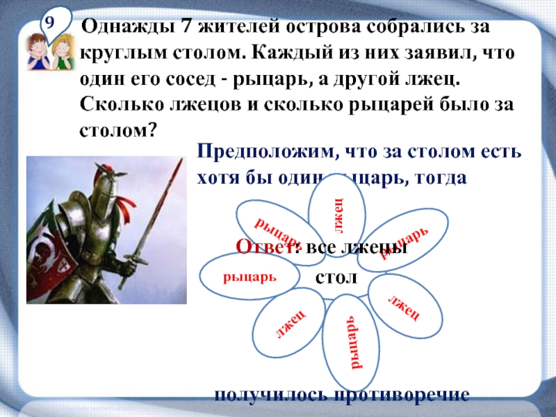 На острове правды лжецы. Рыцари и лжецы за столом. По кругу сидят Рыцари и лжецы. За круглым столом сидят лжецы и Рыцари. Задача про рыцарей и лжецов за круглым столом.