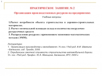 ПРАКТИЧЕСКОЕ ЗАНЯТИЕ № 2
Организация производственных ресурсов на