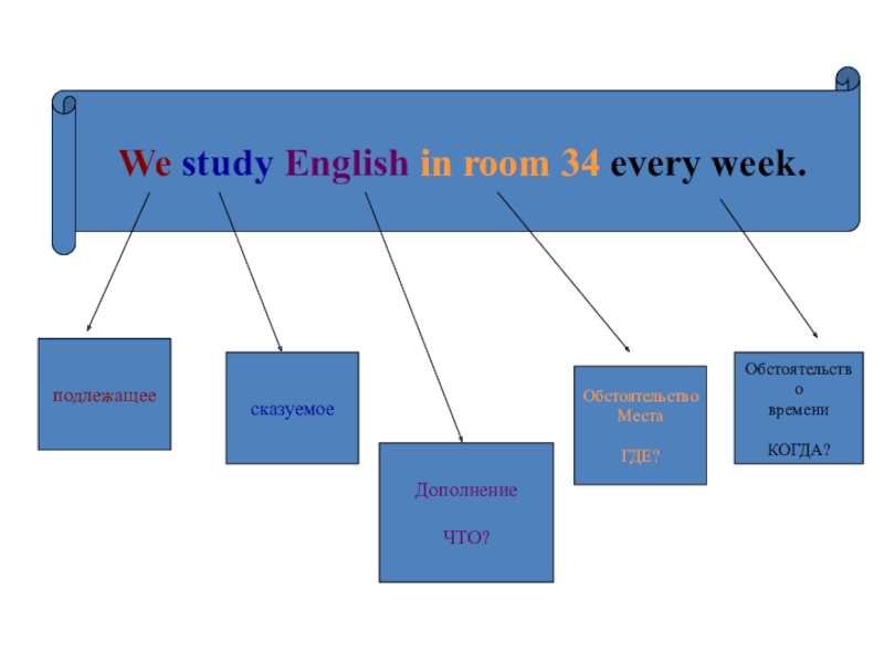 Порядок слов в английском предложении. We study English.