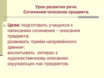 Урок развития речи. Сочинение-описание предмета