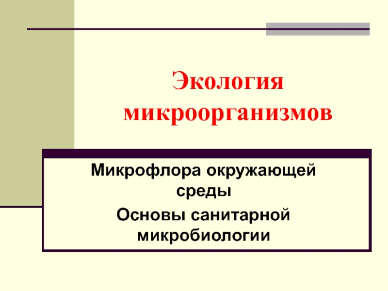 Презентация Экология микроорганизмов