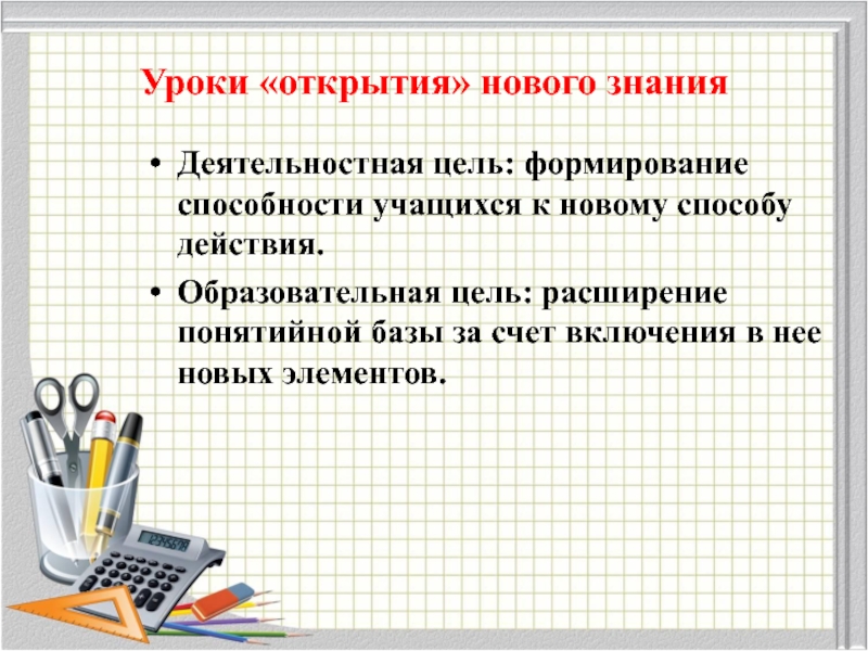 Методы открытия нового знания. Цели урока открытия нового знания. Методы открытия знания.