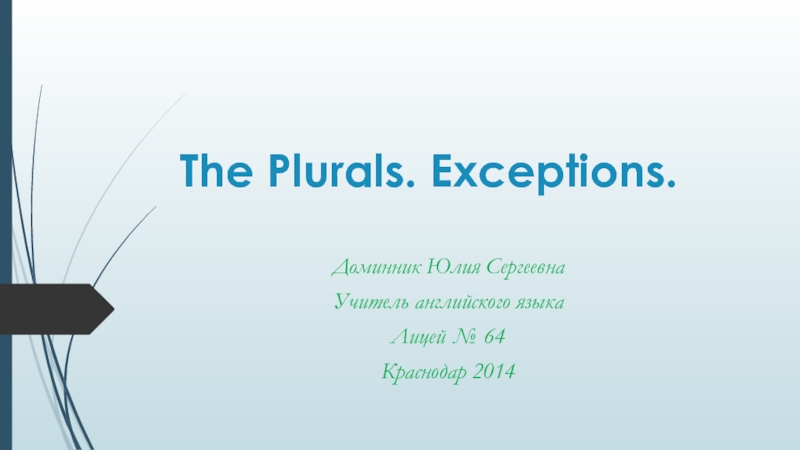 The Plurals. Exceptions.Множественное число существительных