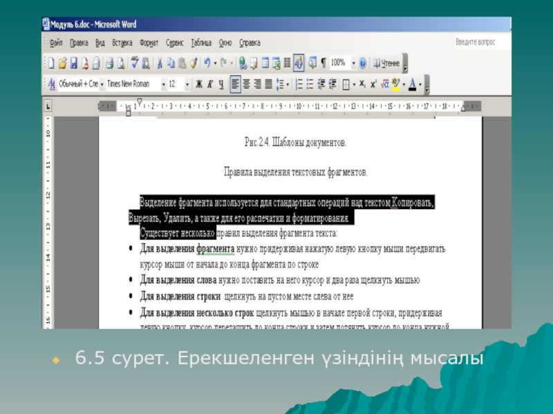 6.5 сурет. Ерекшеленген үзіндінің мысалы