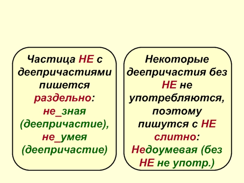 Деепричастия с недо всегда пишутся слитно. Не с деепричастиями. Не с деепричастиями раздельно. Орфограмма не с деепричастиями. Деепричастия не употребляющиеся без не.