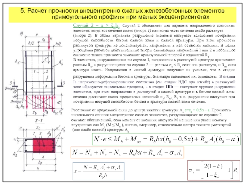 Расчет на прочность. Расчет прочности сжатых элементов со случайным эксцентриситетом. Характер разрушения сжатых элементов. Прочность колонны на сжатие. Прочность при изгибе жб элементов.