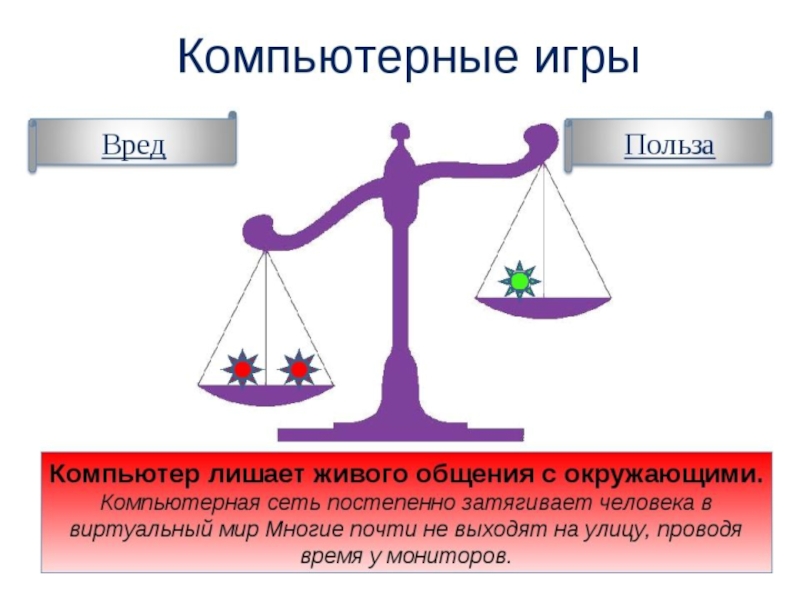 Презентация вред компьютерных игр презентация и польза